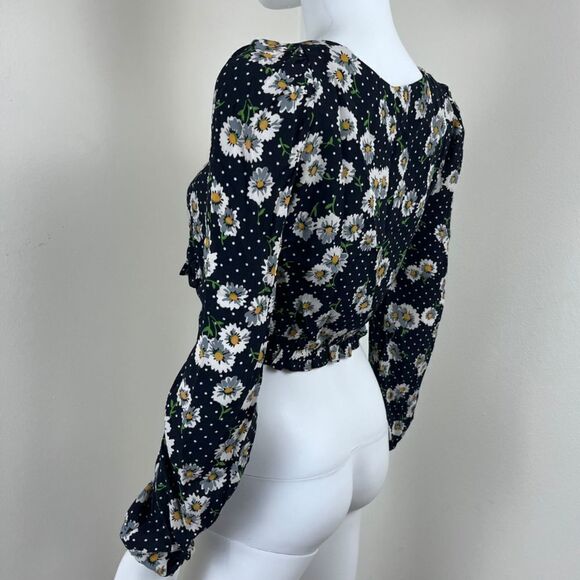 Zara Women Size S Cropped Floral Polka Dot Long Sleeve NEW Top Festival Y2K Boho - Picture 13 of 15